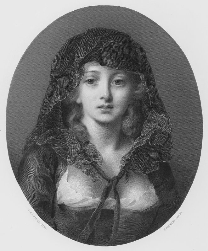Enkelhet (gravyr) av Jean Baptiste (after) Greuze