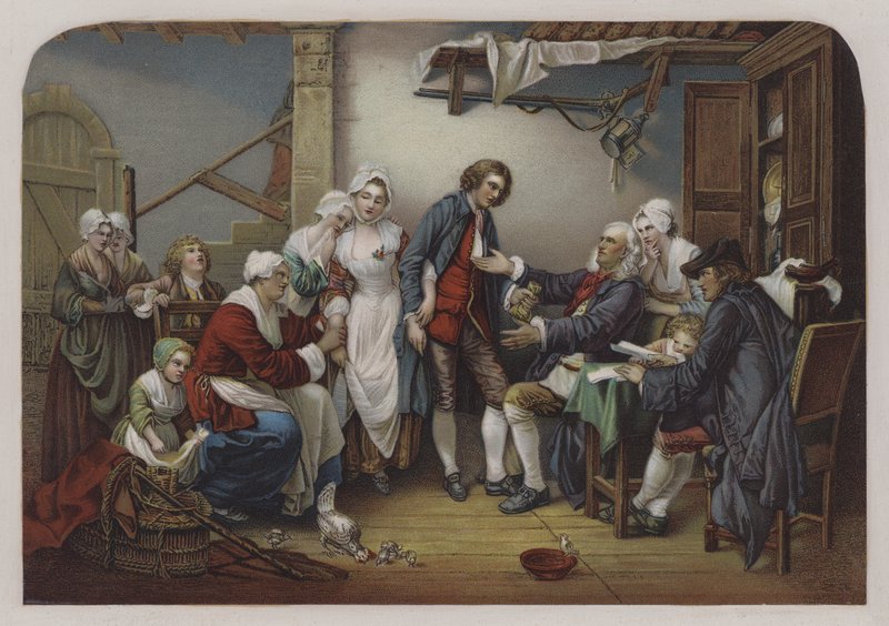 The Village Bride (färg litho) av Jean Baptiste (after) Greuze