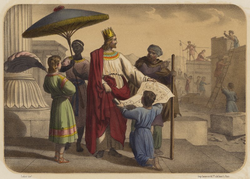 Salomo bygger templet av Jean Baptiste Auguste Leloir
