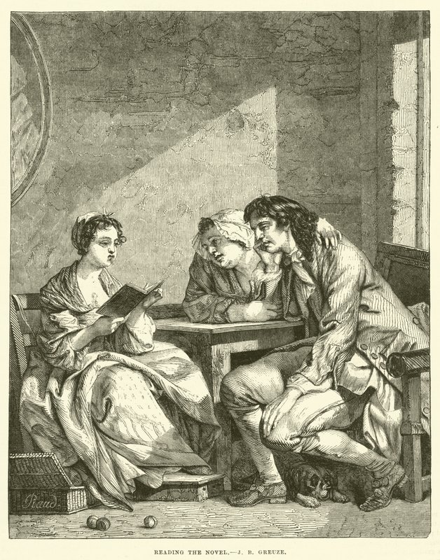 Läser romanen av Jean Baptiste Greuze
