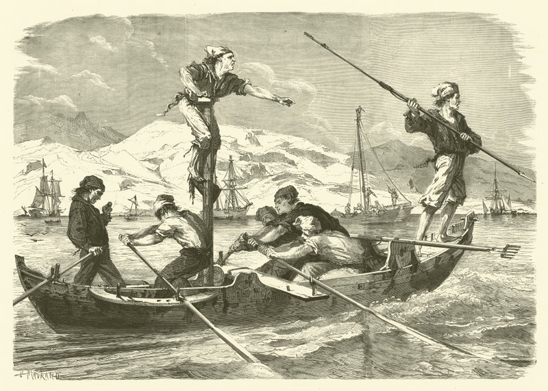 Fiske efter svärdfisk vid Siciliens kust (gravyr) av Jean Baptiste Henri Durand Brager