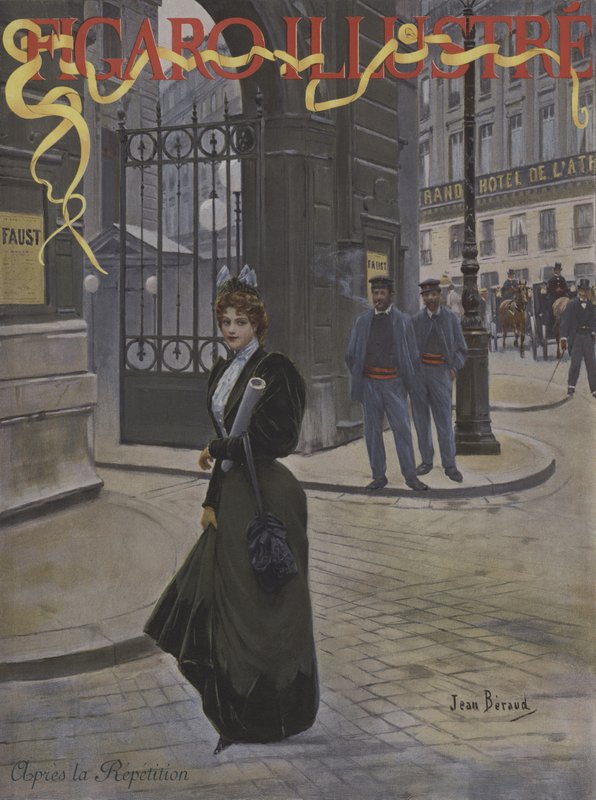 Après la Repetition (Efter repetitionen). Omslag till Le Figaro Illustre, april 1896 av Jean Beraud
