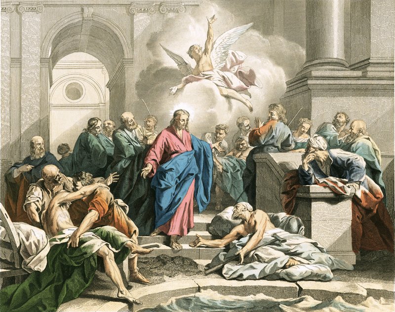 Jesus botade en impotent man vid Betesda-dammen av Jean Bernard Restout