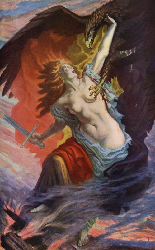 Belgien Indomitable (färglitografi) av Jean Delville