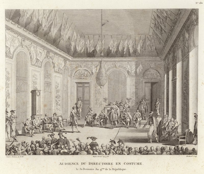 Utfrågning av Directoire en Costume av Jean Duplessi Bertaux