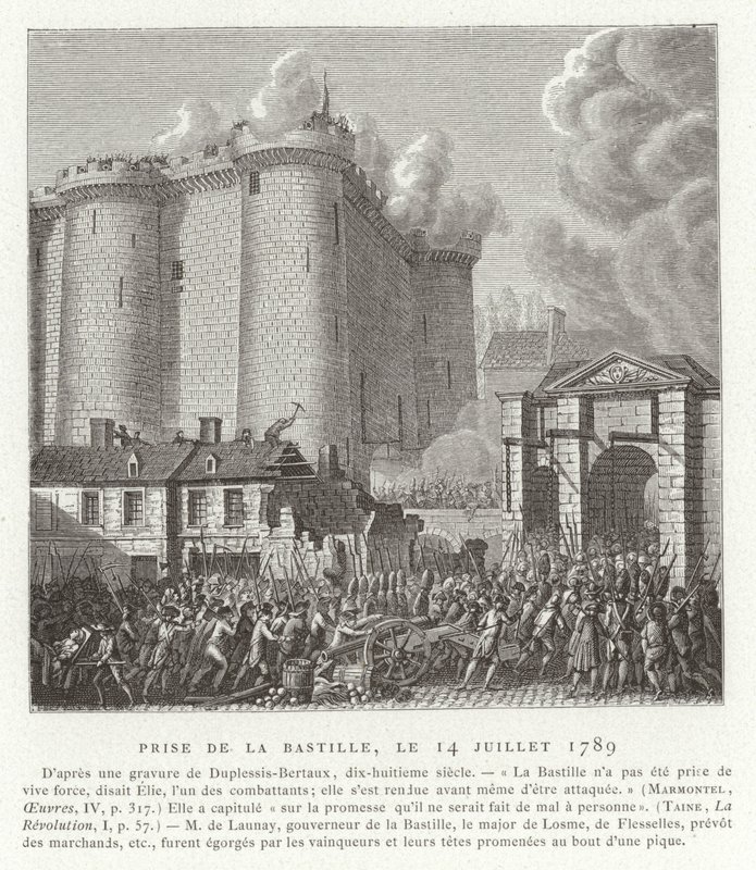 Stormningen av Bastiljen, Paris, Franska revolutionen, 14 juli 1789 av Jean Duplessis Bertaux
