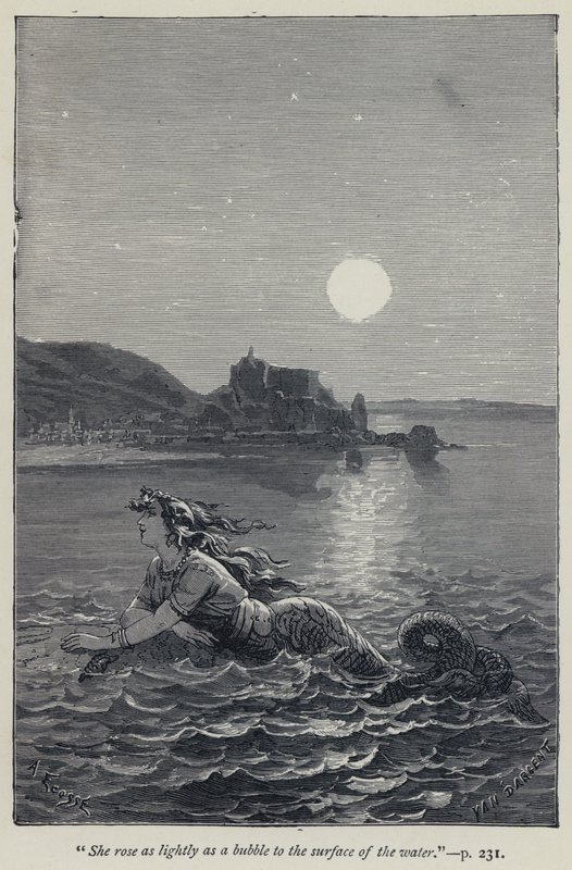 "Hon steg lätt som en bubbla till vattenytan" (gravyr) av Jean Edouard Dargent