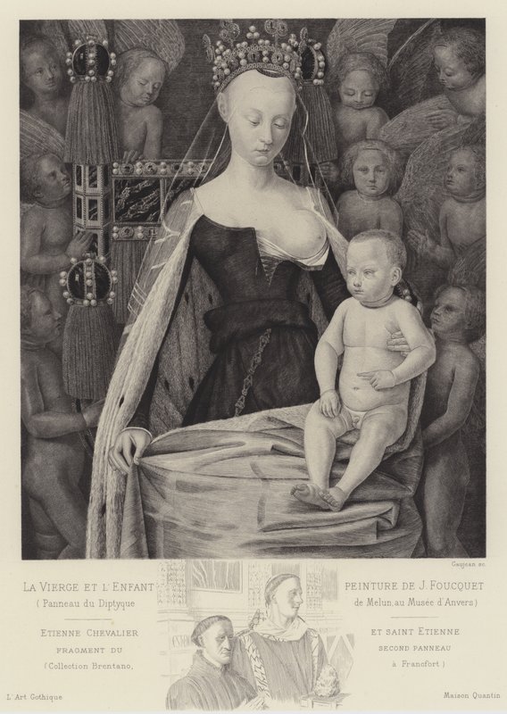 Jungfrun och barnet omgiven av änglar, c1450 av Jean Fouquet