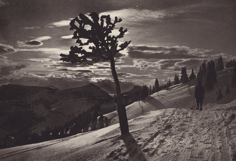Rigi Kaltbad, månljus natt på vintern (s/v foto) av Jean Gaberell