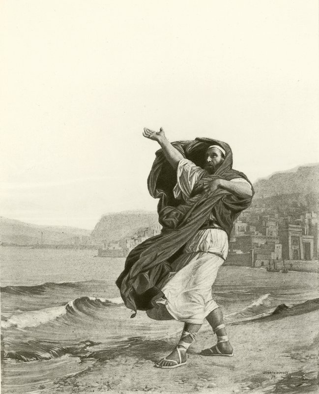 Demosthenes övar på att tala (gravyr) av Jean Jules Antoine Lecomte du Nouy