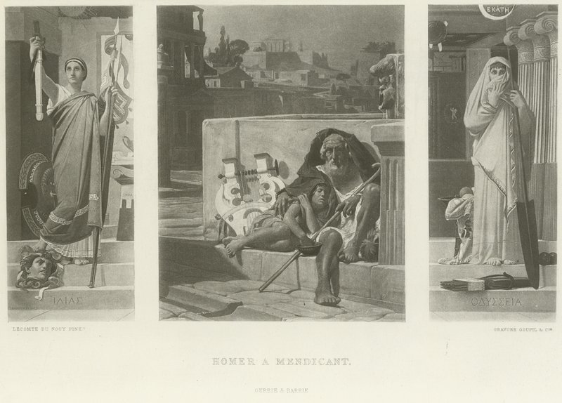 Homeros en trollkarl (gravyr) av Jean Jules Antoine Lecomte du Nouy