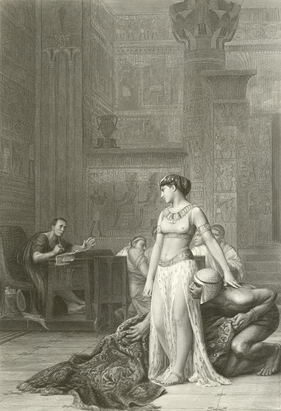 Cleopatra och Caesar (gravyr) av Jean Leon (after) Gerome