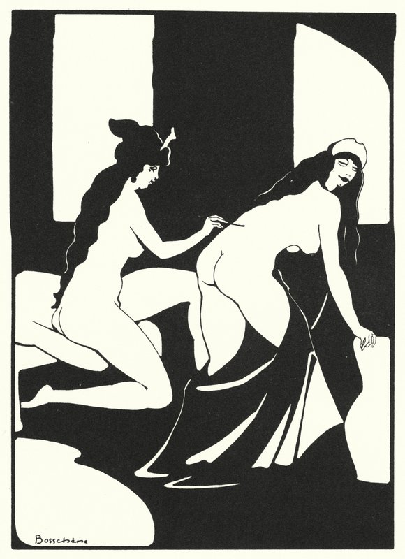 Ovidius kärleksböcker: Låt hennes kropp bli ett levande brev (färglitografi) av Jean de Bosschere