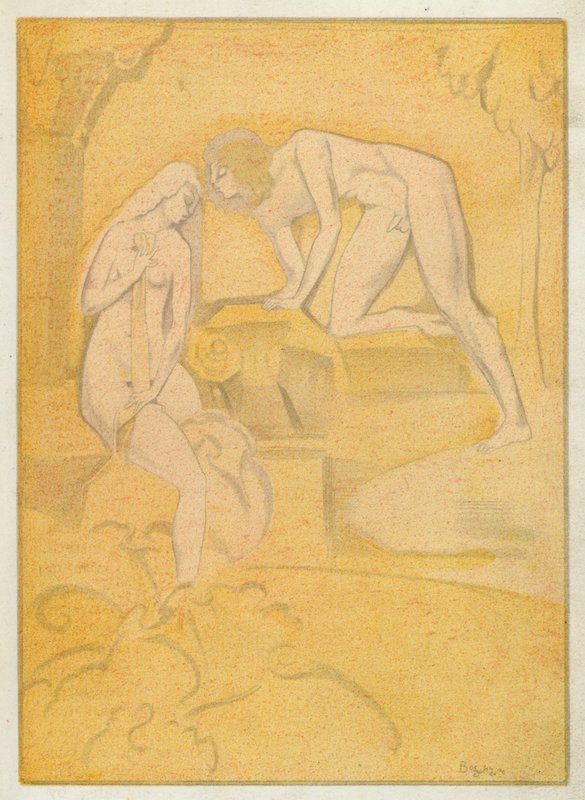 Ovidius kärleksböcker: Sådana kyssar som Phoebus ger Diana (färglitografi) av Jean de Bosschere