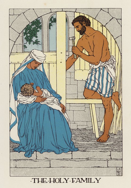 Den heliga familjen (färglitografi) av Jenny Wylie