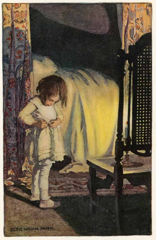 Säng på sommaren (färg litho) av Jessie Willcox Smith