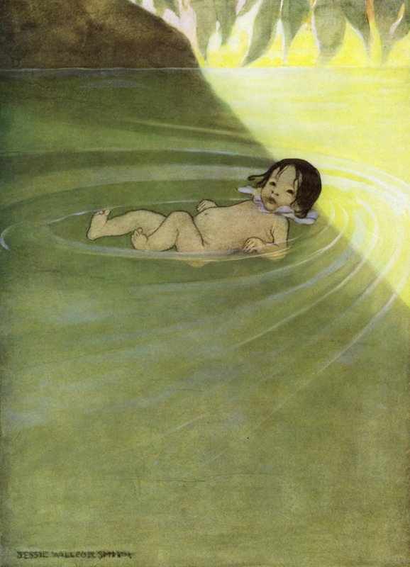 Illustration för The Water Babies av Charles Kingsley (färg litho) av Jessie Willcox Smith