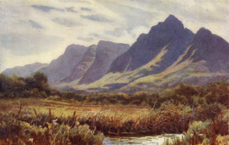 Cape Peninsula, Sydafrika: Taffelberget från Cape Flats (färg litho) av Joaquin Xaudaru y Echau