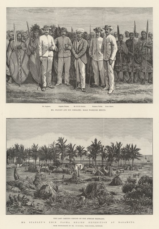 Mr Stanleys Emin Pasha Relief Expedition vid Bagamoyo av Johann Nepomuk Schonberg