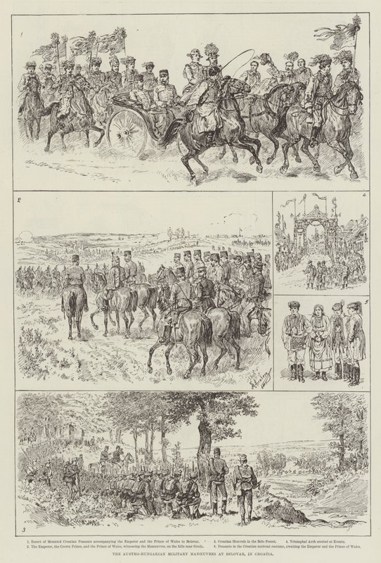 De österrikisk-ungerska militärmanövrarna vid Belovar, i Kroatien av Johann Nepomuk Schonberg