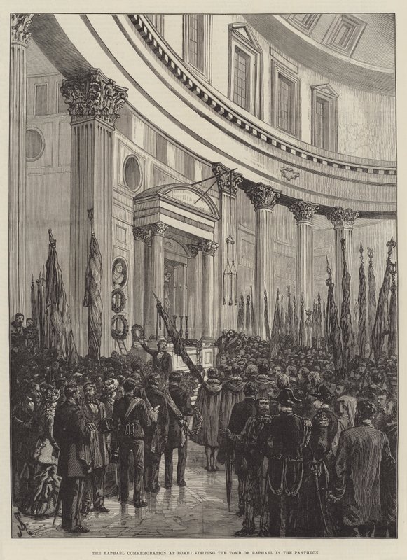 Rafaels minne i Rom, besöker Rafaels grav i Pantheon av Johann Nepomuk Schonberg