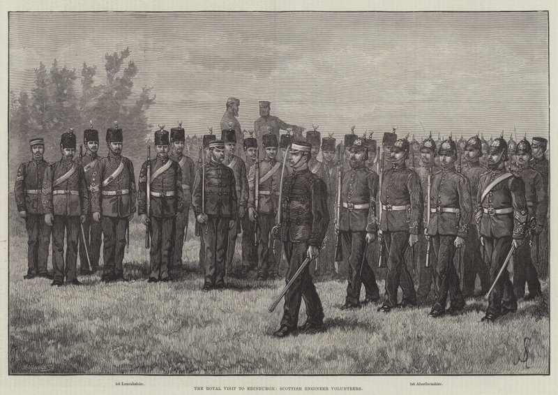 Det kungliga besöket i Edinburgh, Scottish Engineer Volunteers av Johann Nepomuk Schonberg