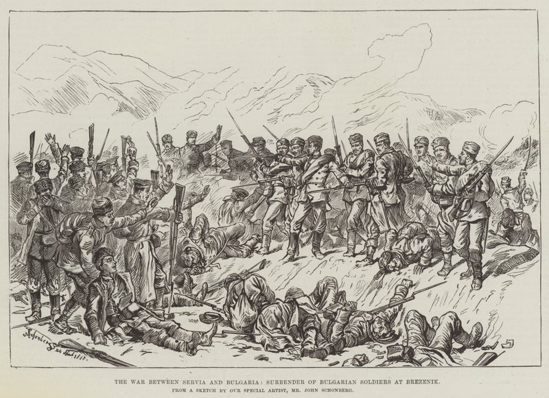 Kriget mellan Serbien och Bulgarien, överlämnande av bulgariska soldater vid Breznik av Johann Nepomuk Schonberg