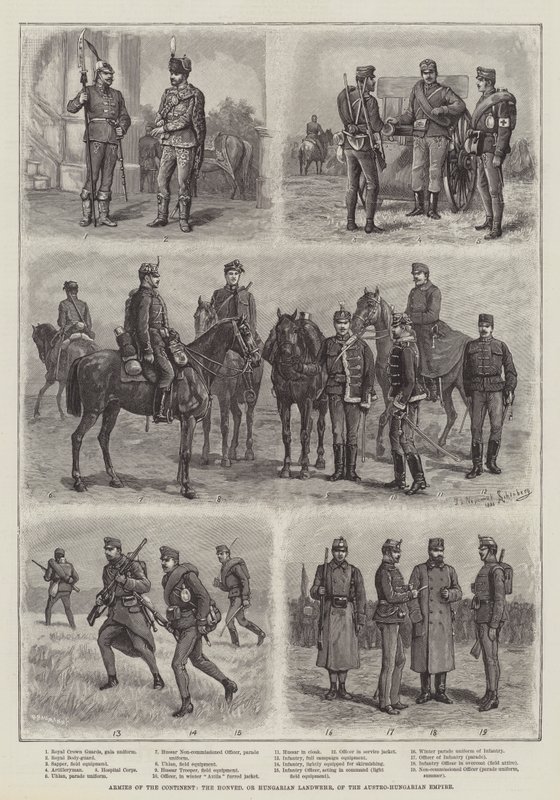 Arméer på kontinenten, Honved eller ungerska Landwehr, av det österrikisk-ungerska riket av Johann Nepomuk Schonberg