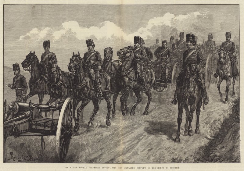 The Easter Monday Volunteer Review, Honourable Artillery Company på mars till Brighton av Johann Nepomuk Schonberg