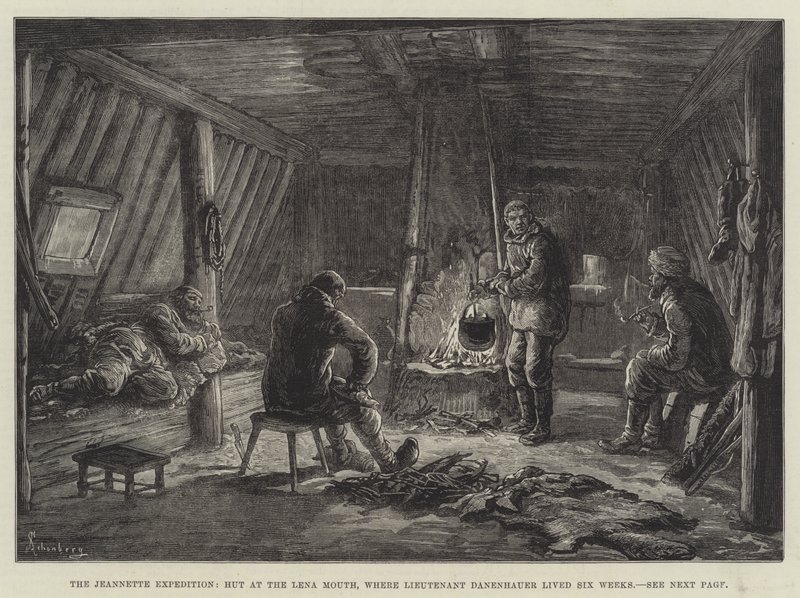 Jeannetteexpeditionen, hydda vid Lena-munnen, där löjtnant Danenhauer bodde sex veckor av Johann Nepomuk Schonberg
