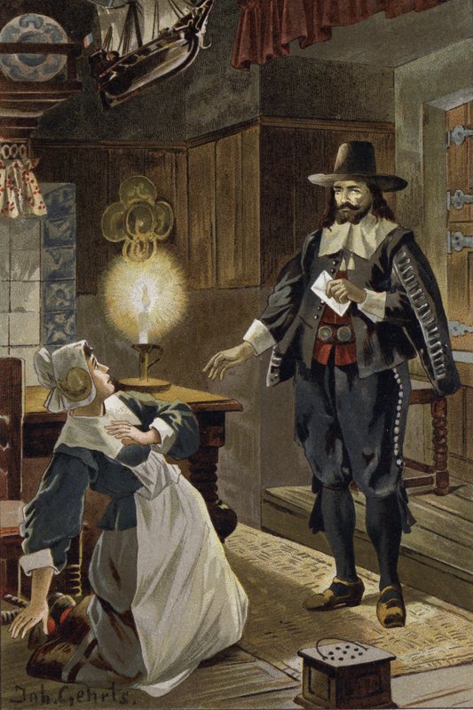Illustration för The Flying Dutchman, eller Der Fliegende Hollander (färg litho) av Johannes (after) Gehrts