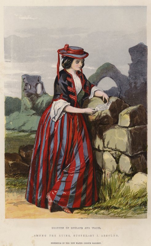 Englands och Wales skönheter, bland ruinerna, Sussex (kromolit) av John Absolon