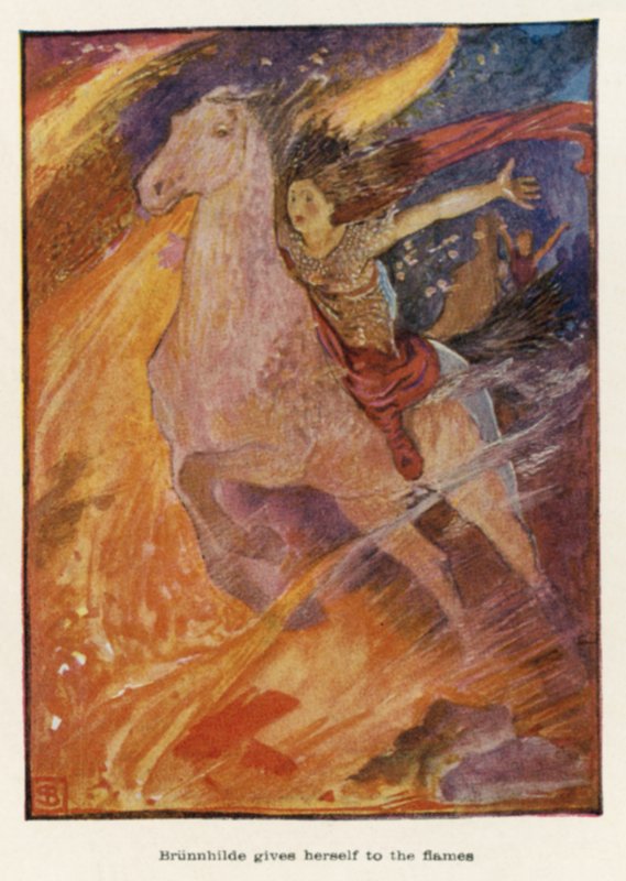 Brunnhilde ger sig själv till lågorna av John Byam Liston Shaw