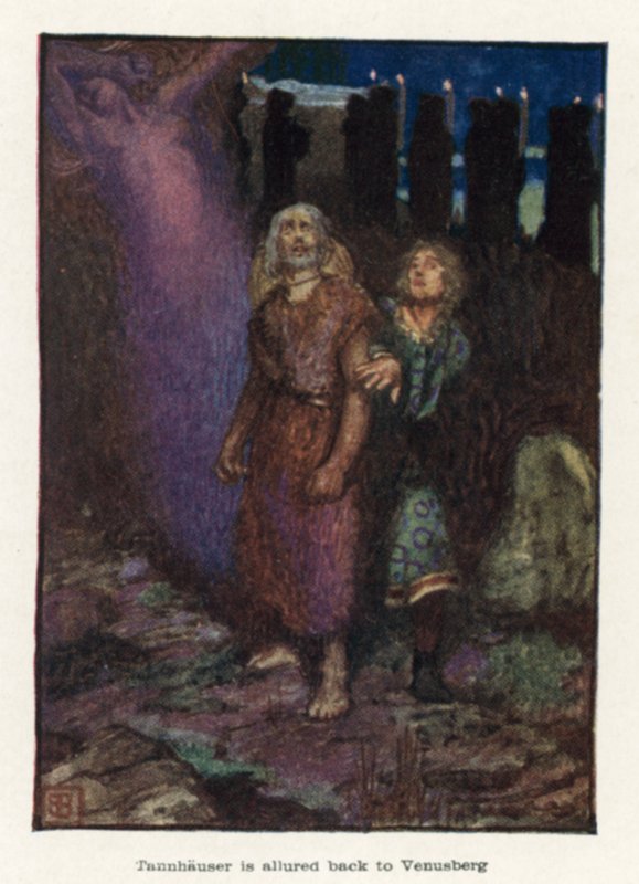 Tannhauser lockas tillbaka till Venusberg av John Byam Liston Shaw