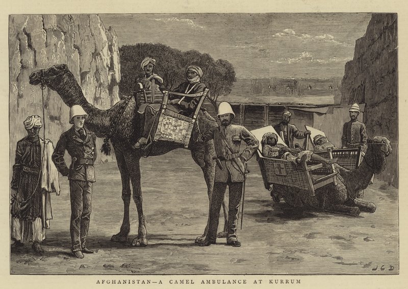 Afghanistan, en kamelambulans i Kurrum av John Charles Dollman