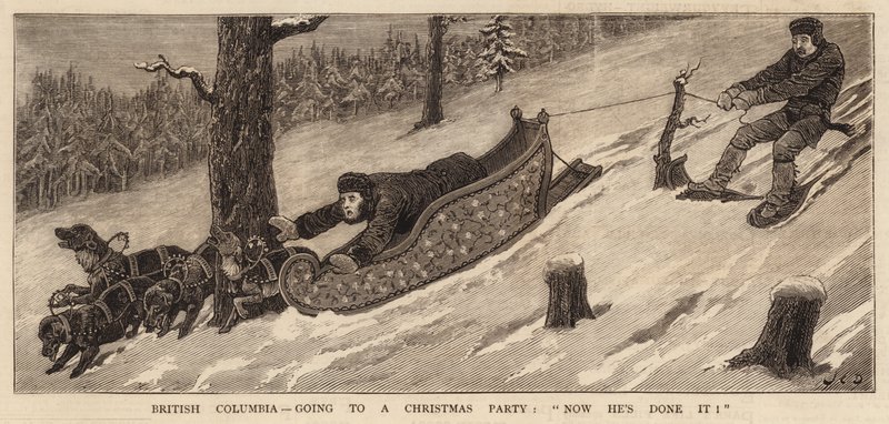 British Columbia, ska på julfest, nu har han gjort det! av John Charles Dollman