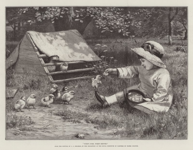 Först till kvarn i Royal Institute of Painters utställning i akvarellfärger av John Charles Dollman