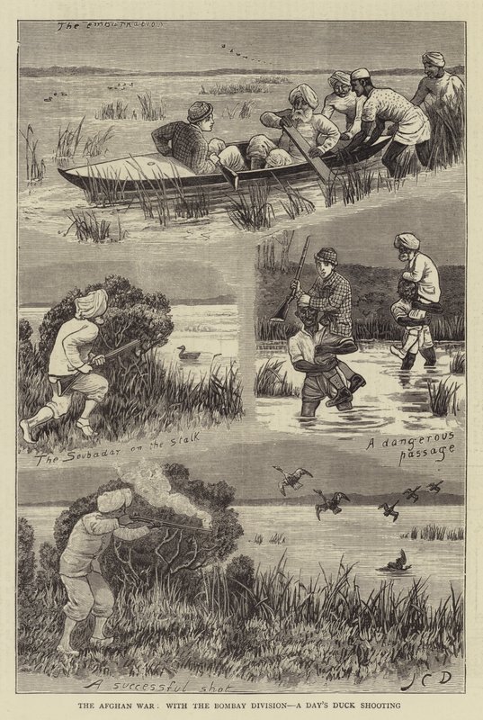 Afghanistankriget, med Bombay-divisionen, en dags ankskytte av John Charles Dollman