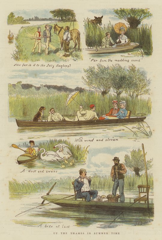 Uppför Themsen under sommartid (chromolitho) av John Charles Dollman
