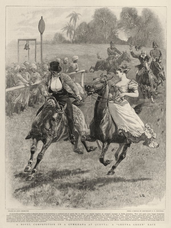 En ny tävling i en Gymkhana i Quetta, ett Gretna Green Race av John Charlton