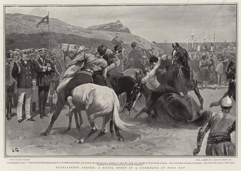 Blåjackor på land, en ny händelse i en gymkhana i Suda Bay av John Charlton