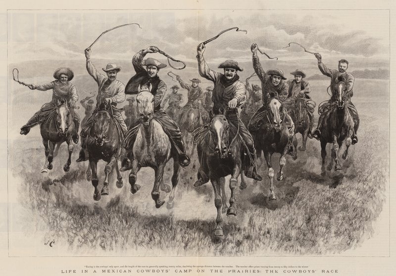 Livet i ett mexikanskt cowboysläger på prärien, Cowboysloppet av John Charlton