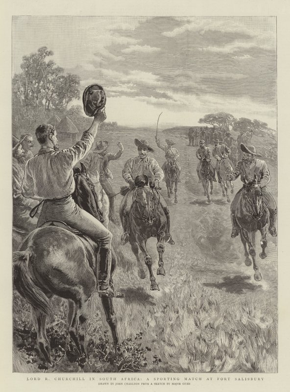 Lord R Churchill i Sydafrika, en sportmatch i Fort Salisbury av John Charlton