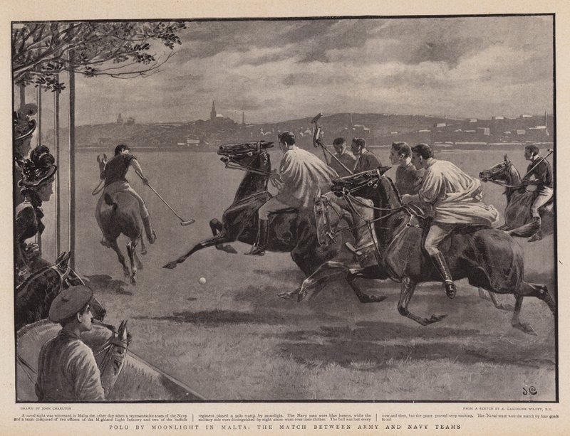 Polo by Moonlight på Malta, matchen mellan armén och marinens lag av John Charlton
