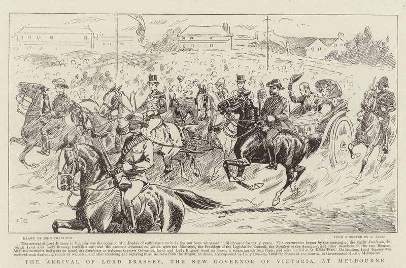 Lord Brasseys ankomst, Victorias nya guvernör, till Melbourne av John Charlton