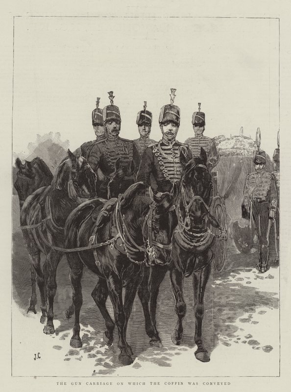 Kanonvagnen på vilken kistan transporterades. av John Charlton