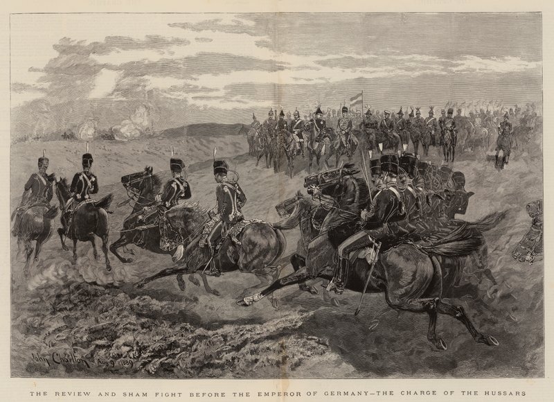 Granskningen och skenstriden inför Tysklands kejsare, husarernas anklagelse av John Charlton
