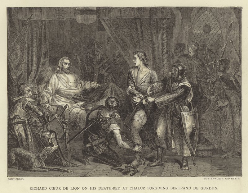 Richard Coeur de Lion på sin dödsbädd i Chaluz förlåter Bertrand de Gurdun av John Cross
