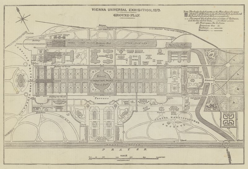 Grundplan för världsutställningen i Wien, 1873 av John Dower