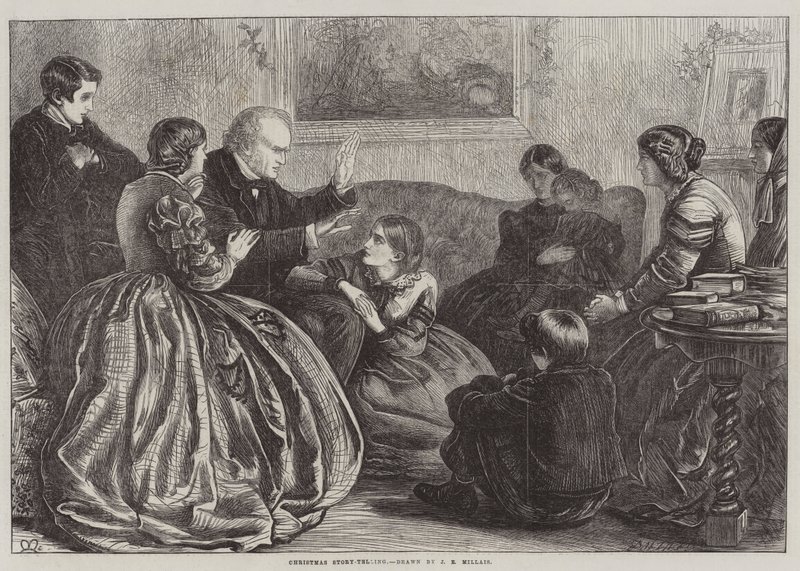 Berättande av julsagor av John Everett Millais